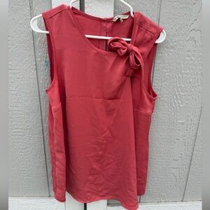 Size 1X - 41 Hawthorn Dusty Rose/Rust Knot-Accent Sleeveless Blouse